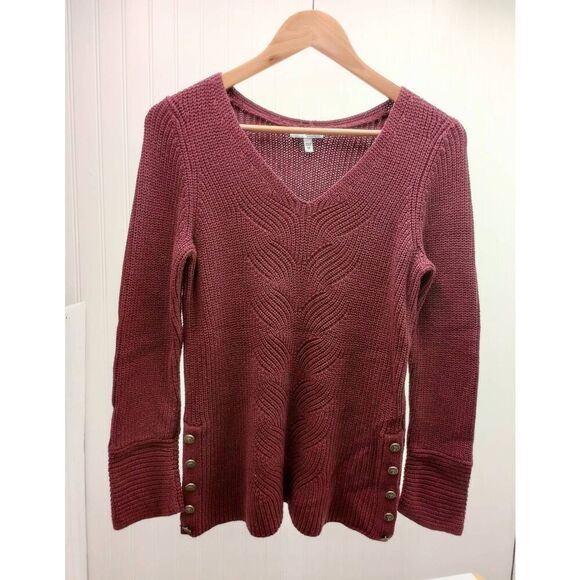 Sonoma dark red patterned knit sweater size medium - Picture 1 of 5